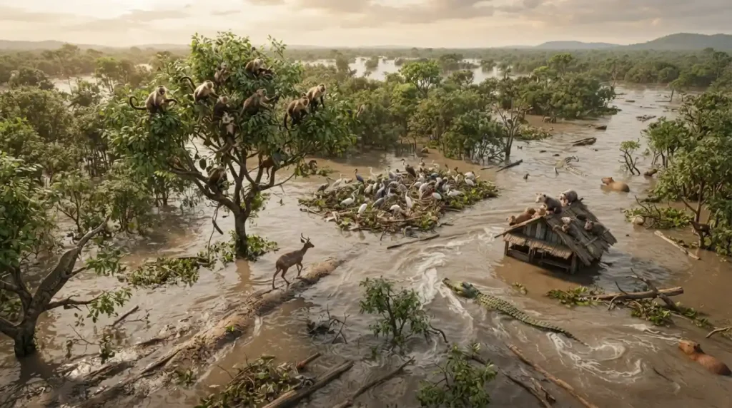 Bizarre Animal Behaviors During Big Floods