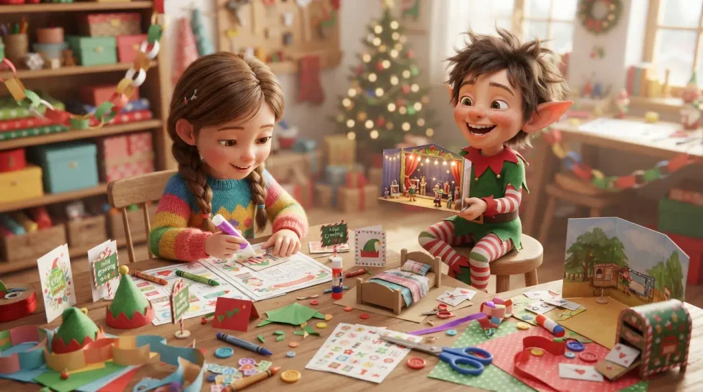 Fun elf ideas featuring printable activities and creative DIY crafts for kids