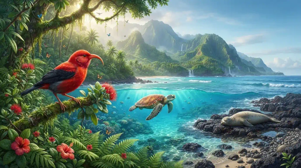 Fun Hawaiian facts showcasing unique wildlife and beautiful island nature