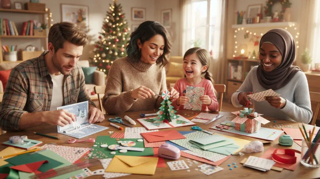 Interactive fun holiday cards made at home with creative DIY decorations and designs